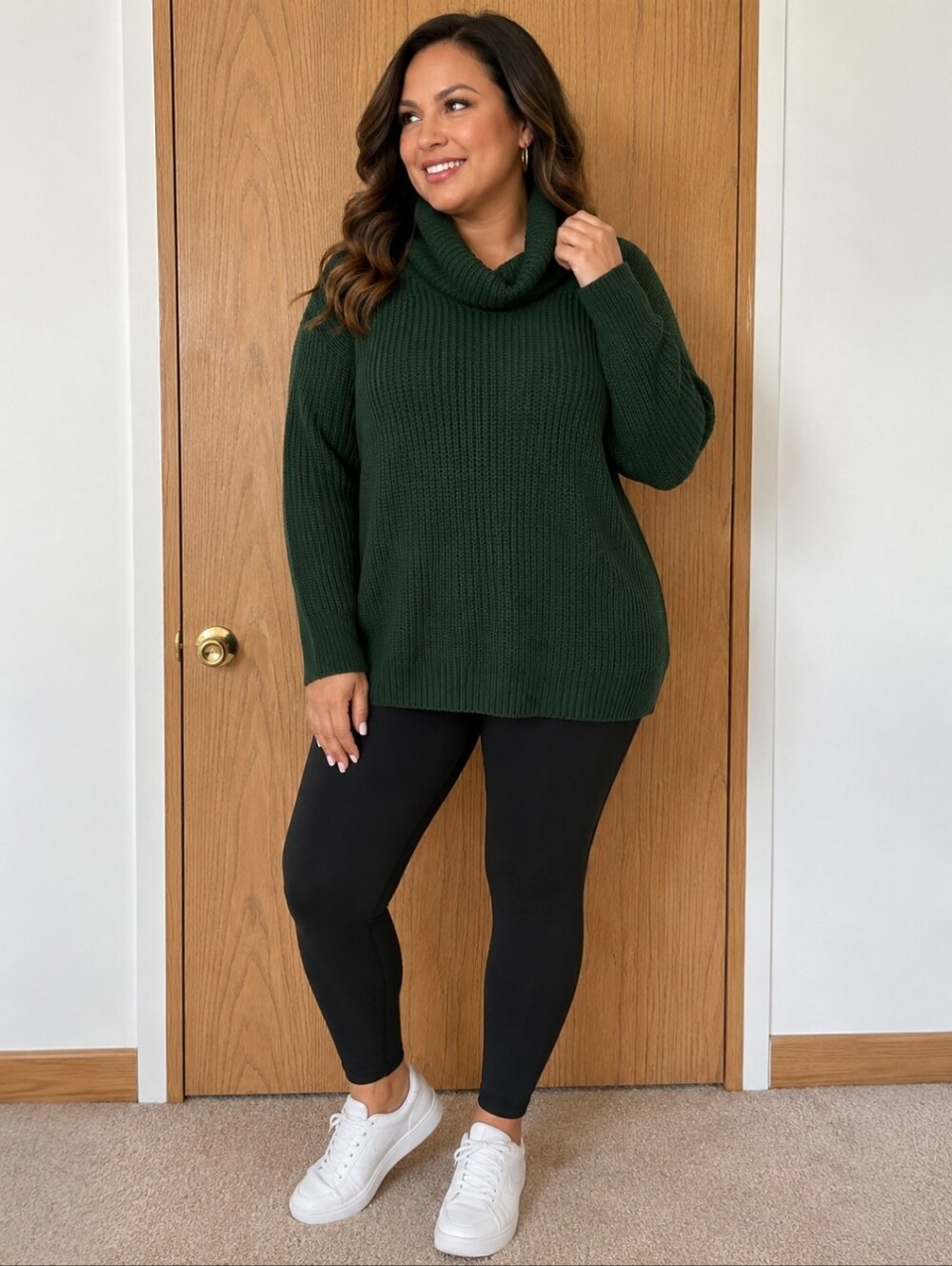 Welaneol Cozy Forest Green Turtleneck Sweater
